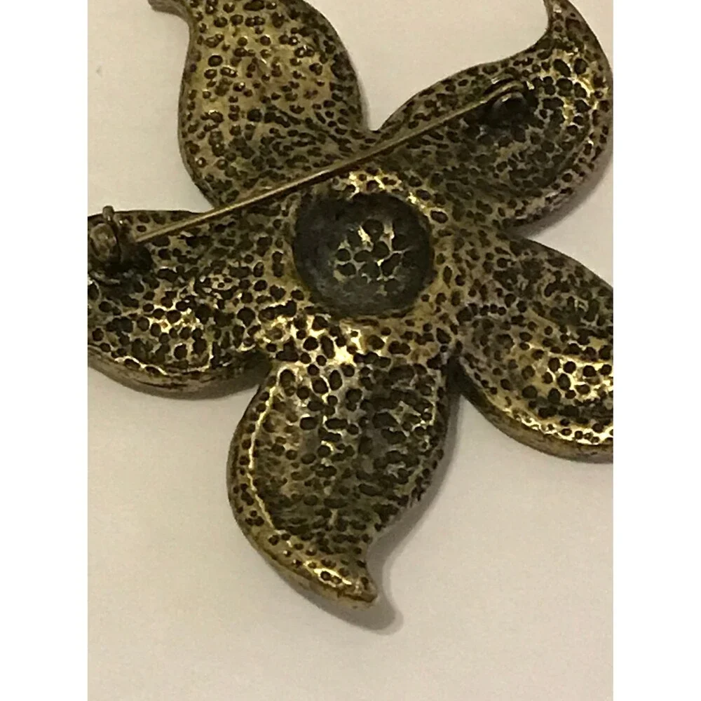 Vintage Floral Enamel and Rhinestone Brooch